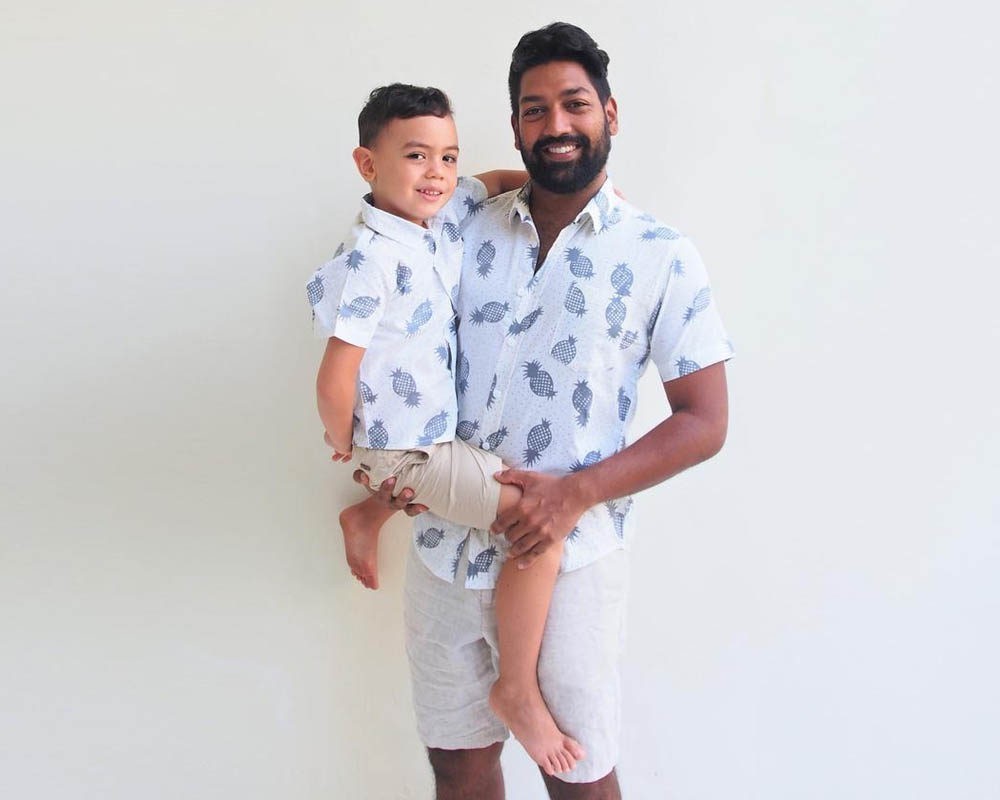 Son Matching Shirts - White Pineapple 