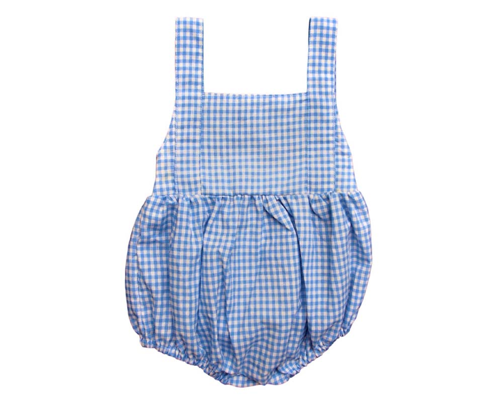 Baby Checked Romper - Blue - Tiny Tots Kids