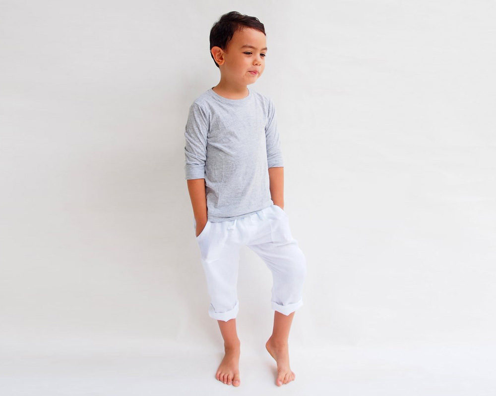 Mini Shatsu Little Boys Linen Grey Shorts 