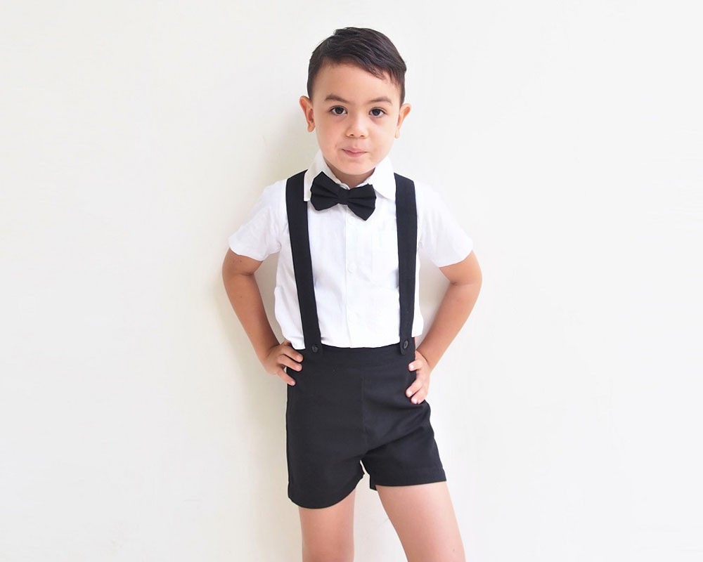 BABY BOY TODDLER 3 PIECE SET OUTFIT T-SHIRT SHORTS Suspenders Navy 