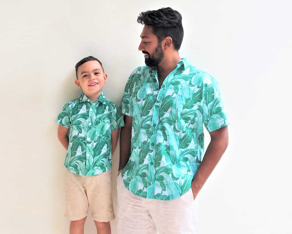 Son Matching Shirts - Green Tropical 